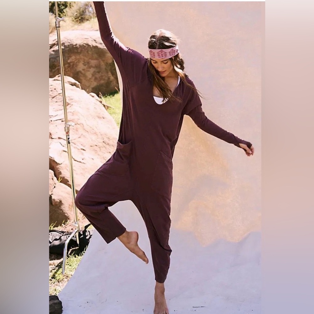 FP Movement Hot Shot Hooded Jumpsuit NWT size Small Brown